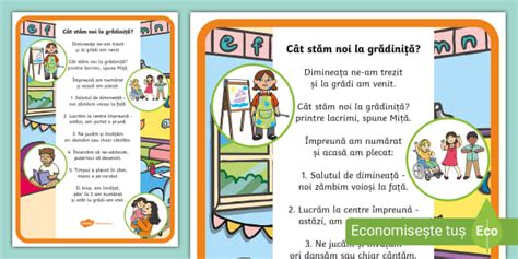 Poezie „Cât stăm noi la grădiniță?” – Planșă
