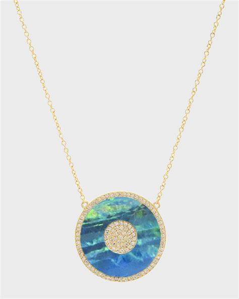 Jennifer Meyer 18k Gold Inlay Diamond Evil Eye Pendant Necklace ...