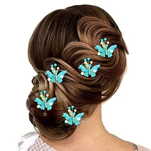 Buy Hair Flare Butterfly with Shiny Pearl Hair Pin/Bridal Wedding Hair ...