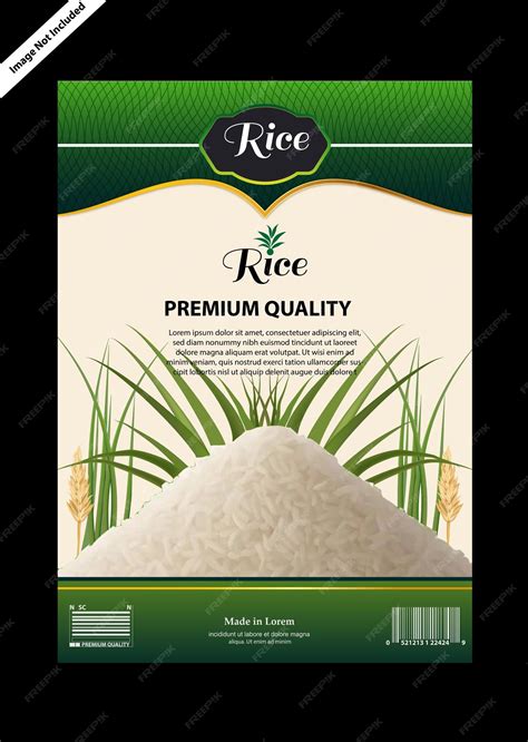 Decorative packaging label layout template design vector of rice crop ...