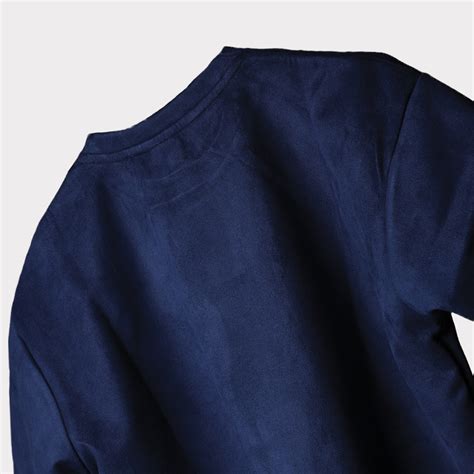 MIDNIGHT BLUE EMBROIDERED SUEDE T-SHIRT - Hophead – Hophead