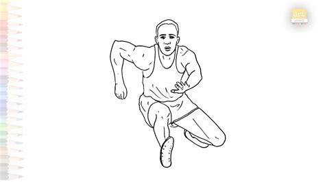 Jesse Owens drawing easy | Outline Art | How to draw Jesse Owens step ...