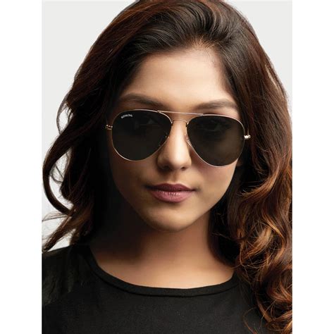 Buy ROYALTAIL Golden Frame & Black Glass UV Protected Aviator ...
