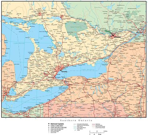 Southern Ontario map in Adobe Illustrator vector format