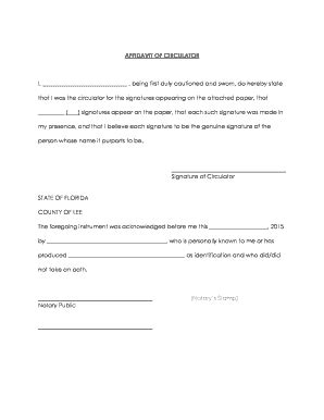 Fillable Online AFFIDAVIT OF CIRCULATOR Fax Email Print - pdfFiller