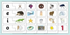 Tarjetas de emparejar: Las vocales - Twinkl