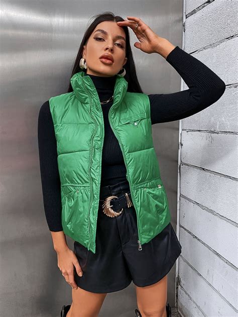 Stylish Green Puffer Vest for Women