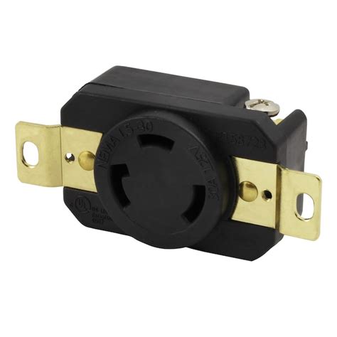AC WORKS AC Connectors NEMA L5-30 Flanged Mount Locking 30-Amp 125-volt ...