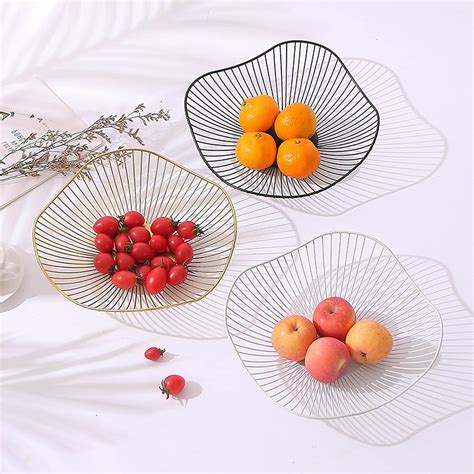 Buy Hanobe Metal Wire Fruit Basket, 3 Pack Wave Decorative Fruit ...