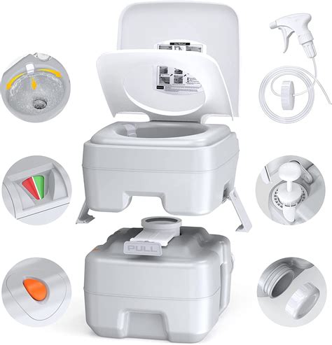 Buy FSROLTPI Portable Toilet, 5.3 Gallon Camping Porta Potty, Travel RV ...