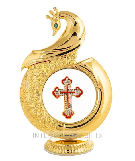 INTERNATIONAL GIFT® Golden Peacock Shape Jesus Symbol 12 cm Car ...
