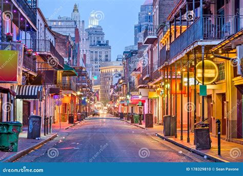 Bourbon St, New Orleans, Louisiana, USA Stock Photo - Image of district ...