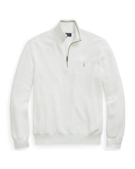 Polo Ralph Lauren Mens Mesh-Knit Cotton Quarter-Zip Jumper, Deck Wash ...