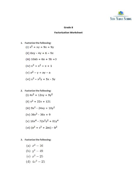 Image result for PDF of Factorization Chapter Notes of Class 8 Th