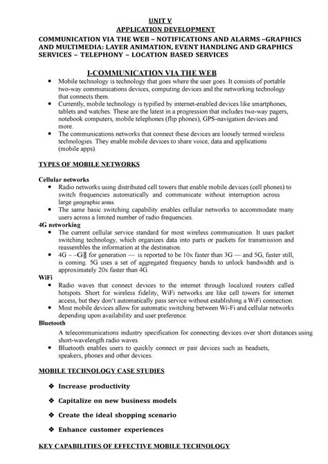 UNIT V-Notes - Mobile Application Development - UNIT V APPLICATION ...