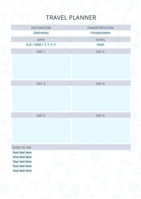 Blank Itinerary Form: Itinerary Template – XYBAC