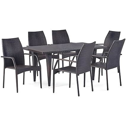 MJA FURNITURE Patio Outdoor Dining Table Set 6 Seater, Patio Dining ...