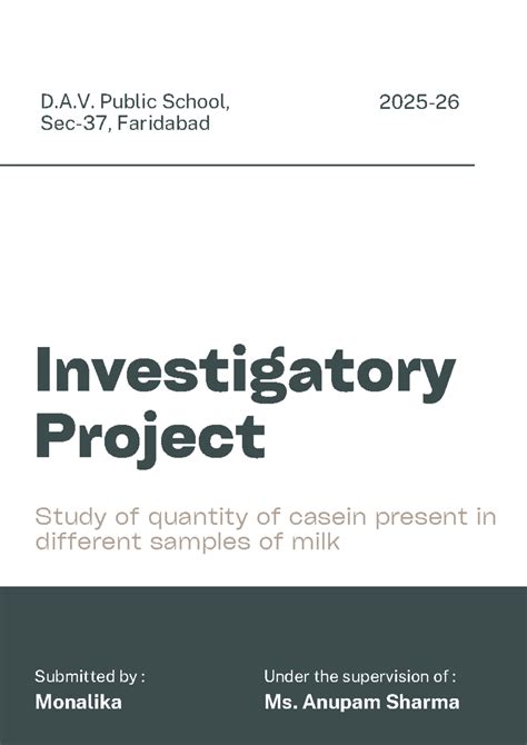 Investigatory Project on Casein in Milk Samples - Class XII B - Studocu