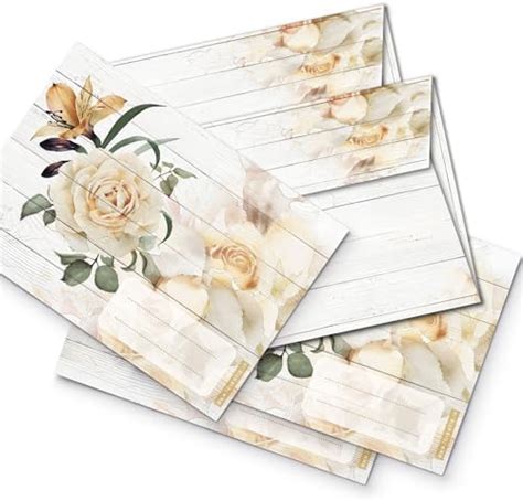 Creatie® 10 Pcs White Rose on White Wooden Theme Envelopes for 4x6 ...