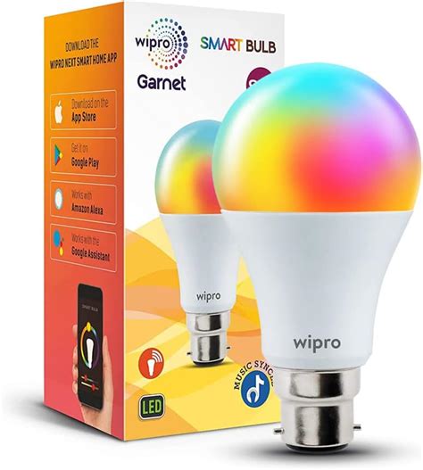 wipro 9-Watt B22 WiFi Smart LED Bulb with Music Sync (16 Million ...
