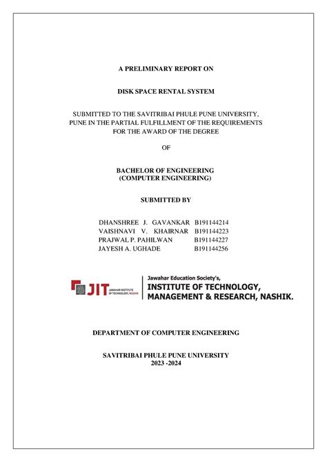 Phase 1 disk space rental system report - A PRELIMINARY REPORT ON DISK ...