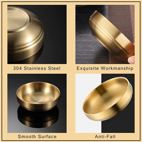 Buy 6PCS Double Deck Stainless Steel Sauce Dish, Round Mini Condiment ...