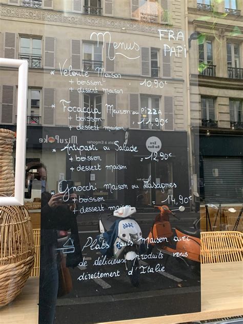 Menu at Fra Papi restaurant, Paris