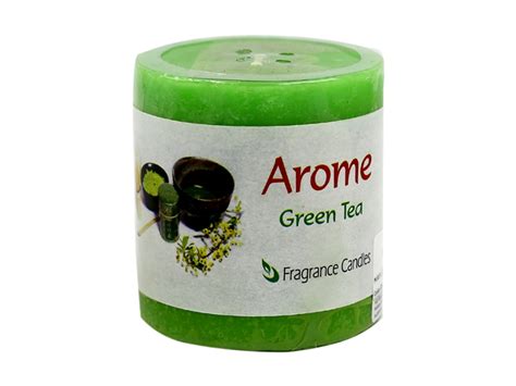 Buy genuine Aroma Green Tea pillar candle for Positivity in Environment ...