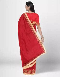 Red Coloured Plain Crape Saree – South India Shopping Mall