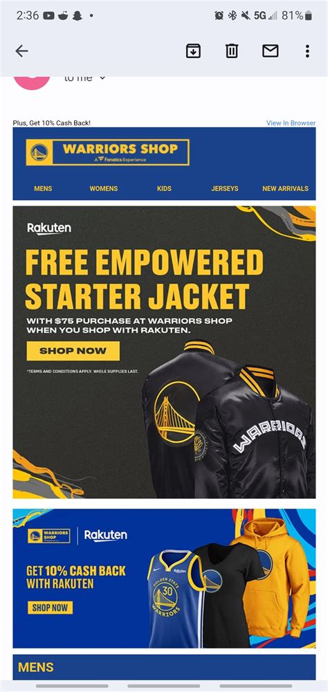 Anybody using the free Warriors starter Jacket offer? 75$ purchase ...