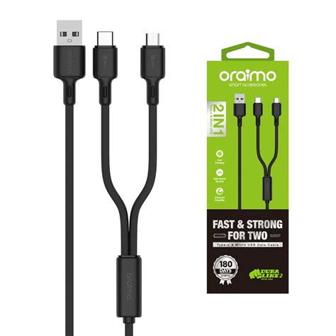 oraimo 2 in 1 Type-C and Micro USB Cable 2A Fast Charging Cable and ...