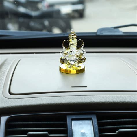 Buy Gold Art India Gold Ceramic Ganesh Idol for Car Dashboard Small ...