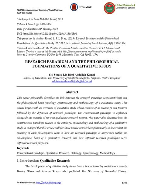 Research Paradigm and The Philosophical Foundations of A Qualitative Study | PDF | Qualitative ...