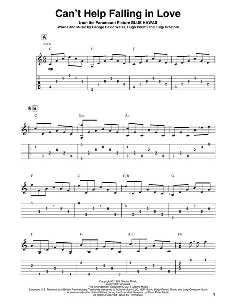 Chord Falling In Love : Can't Help Falling In Love Ukulele Chords by ...