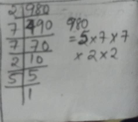 find prime factorization of 980; find common factors of 9.8,12just ...