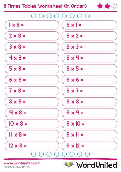 8 Times Table Worksheet 的图像结果