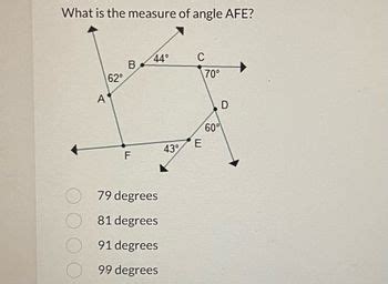 Answered: What is the measure of angle AFE? A 62° B F 44° 79 degrees 81 ...