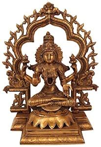 Buy Exotic India Goddess Lakshmi with Floral Prabhavali - Brass Statue ...