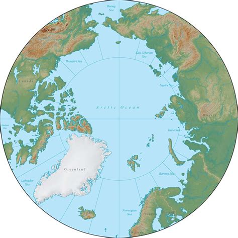 Globe North Pole Terrain map in Adobe Illustrator vector format with ...