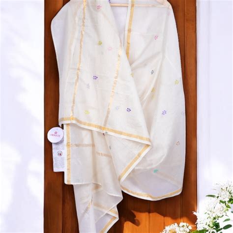 Embroidered in Chamba Rumal Dupatta in Mulberry Silk – Ornate