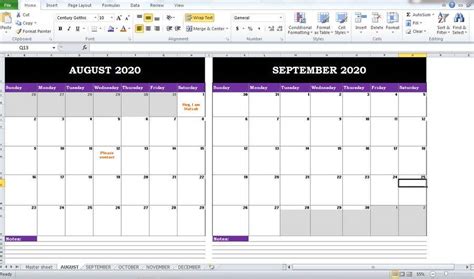 Entry #20 by hafsahkhan04 for Build a simple Excel Calendar with ...