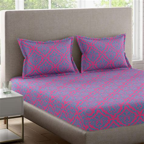 Buy BICHAUNA Amelia Cotton 120TC Printed 3Pcs Queen Bedsheet Set from ...