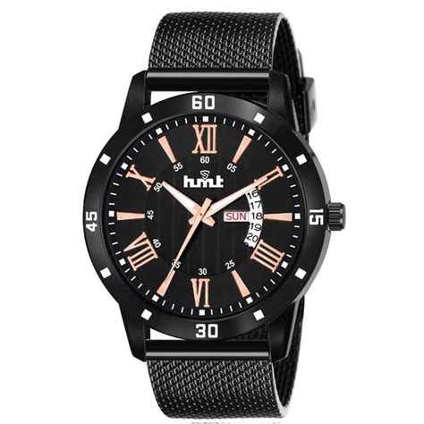 Buy HMST SD-22 Black Coloured Metal Chain Day and Date Analog Watch at ...