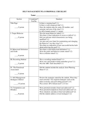 Fillable Online SELF MANAGEMENT PLAN PROPOSAL RUBRIC - NSCC ... Fax ...