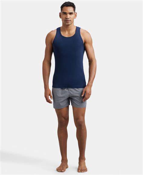 Buy Super Combed Cotton Rib Round Neck Sleeveless Vest - Deep Navy FP04 ...