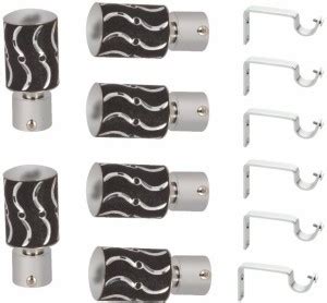 CELLRICH Black Rod Rail Bracket, Curtain Knobs Metal Price in India ...