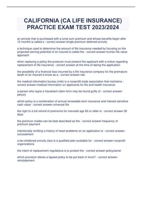 Life Insurance Practice Exam 的图像结果