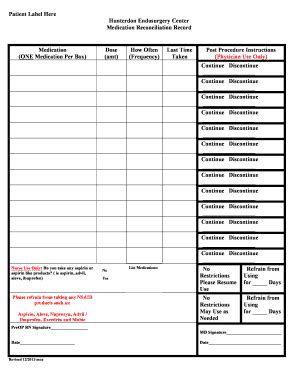 Fillable Online Medication+Reconcilliation+Form Fax Email Print - pdfFiller