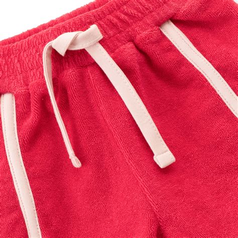 "Baby Girls' Red Terry Cotton Camisole and Shorts Set with Contrast Tr ...