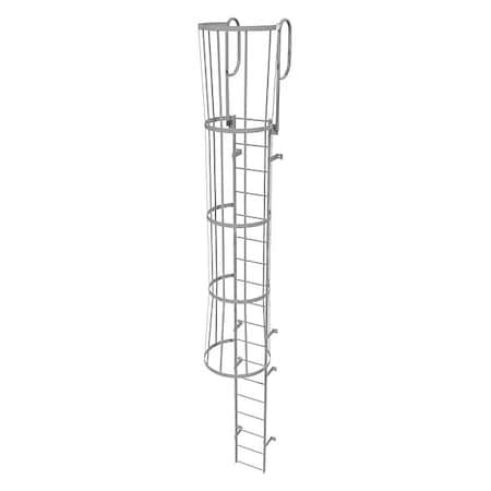 Tri-Arc 21 ft Fixed Ladder with Safety Cage, Steel, 18 Steps, Top Exit ...